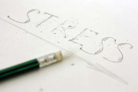 The eraser erases the word `Stress`の写真素材