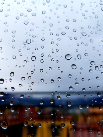 Raindrops on the window glassの写真素材