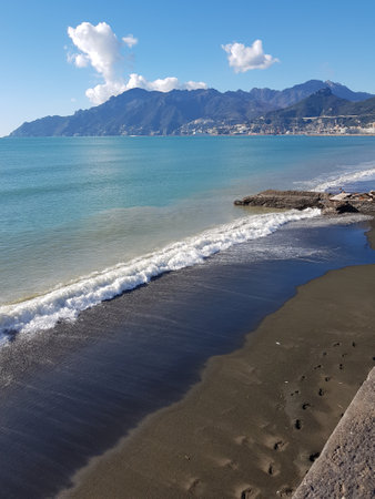 Black Sand Beach in Tenerife Island, Canary Islands, Spainの写真素材