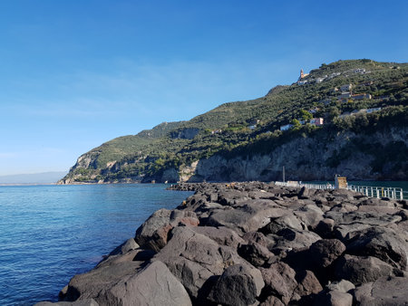 Coastline of Positano, Amalfi coast, Italyの写真素材