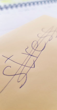 The inscription Stress written on paper and crossed outの写真素材
