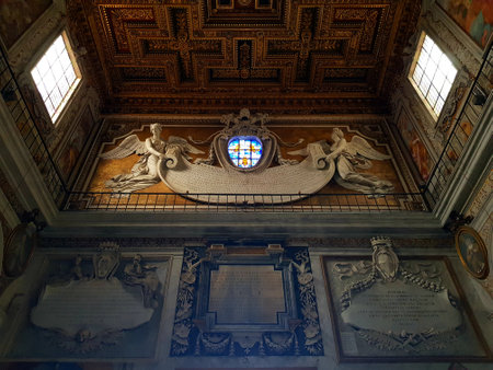 Interior of the Vatican Museums in Rome, Italy. The Museums are one of the largest museums in the world.の写真素材