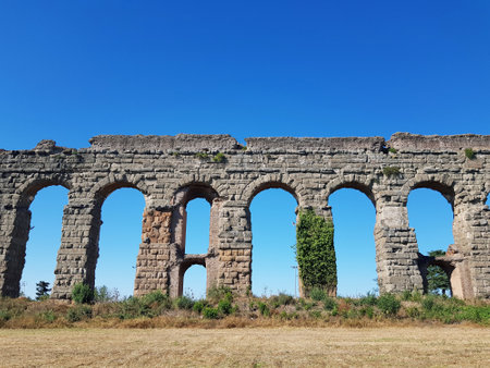 Roman aqueduct in Segovia, Castilla y Leon, Spainの写真素材