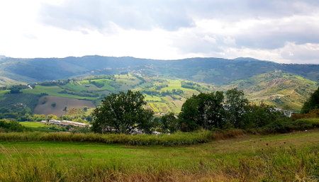Panoramic view on the valley of the river Danube in Romania