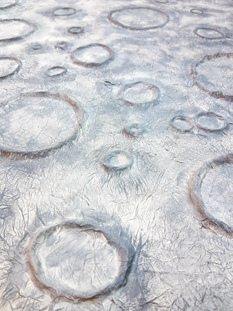 abstract background of water drops on the ice, closeup of photoの写真素材