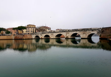 Ponte Sant Angelo, Tiber River, Rome, Italy.の写真素材