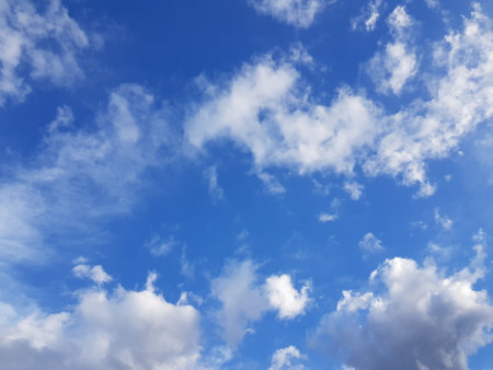 blue sky background with white cloudsbe used as background.の写真素材