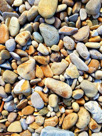 Pebbles on the beach as an abstract background. Texture.の写真素材