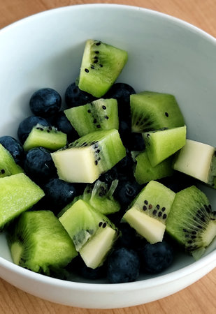 Fruit salad with kiwi and blueberryの写真素材