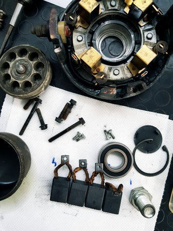 Car parts on the table. Auto service. Repair of the car.の写真素材