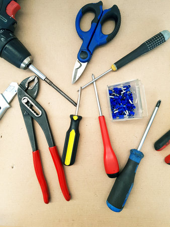 set of various construction and tools