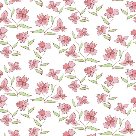 Seamless floral pattern on a white background. Vector illustration can be used for commercial design.のイラスト素材