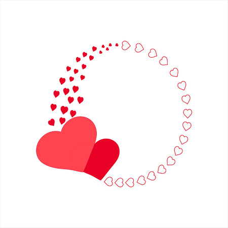 Romantic circle frame with hearts for Valentine's day, wedding.のイラスト素材