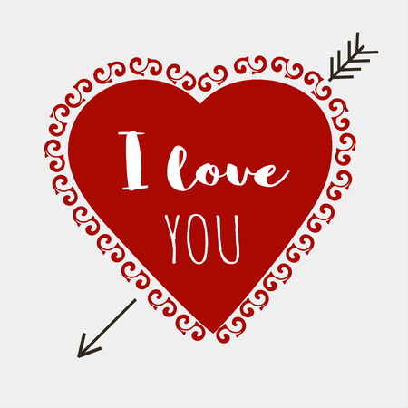 Happy Valentines Day card with hearts and arrow vector illustration.のイラスト素材