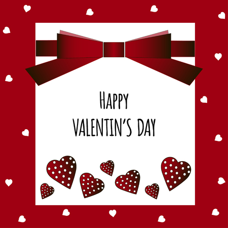 Happy Valentines Day card with hearts, vector illustration.のイラスト素材