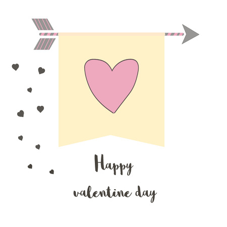 Happy Valentines Day card with hearts, vector illustration.のイラスト素材