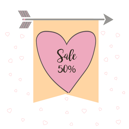 Sale poster with heart. Vector illustration.のイラスト素材