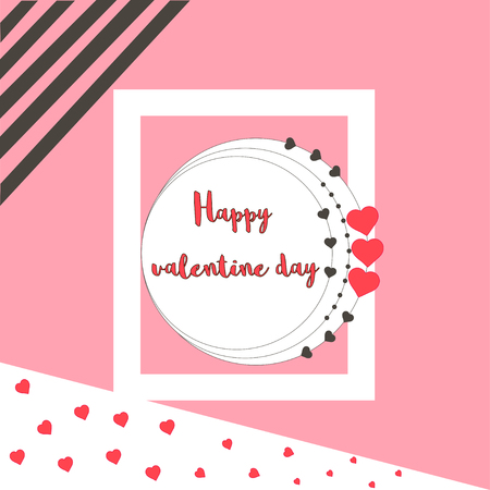 Happy Valentines Day card with hearts, vector illustration.のイラスト素材