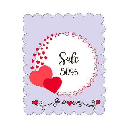 Sale poster with heart. Vector illustration.のイラスト素材