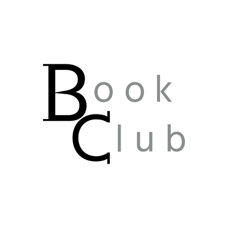 Design for logo of book club, badge for invitation and  promo, prints, flyer, cover or posters. Vector  illustration.のイラスト素材