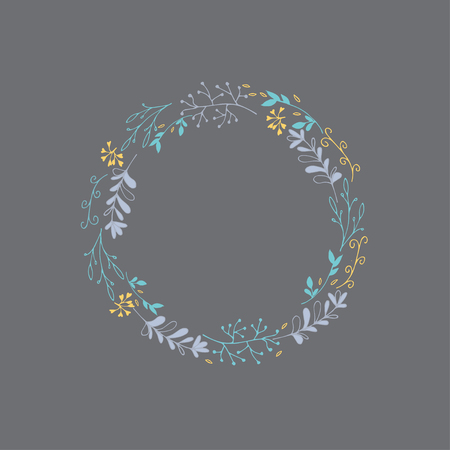 Hand drawn card with decorative christmas wreath. Design for poster, card, invitation, placard, brochure, flyer.のイラスト素材