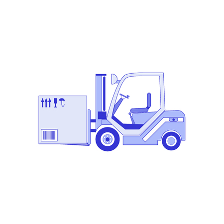 Fright forklift vector illustration isolated on white background. Passenger airport ground technics, aviation terminal logistics and infrastructure vector illustration.のイラスト素材