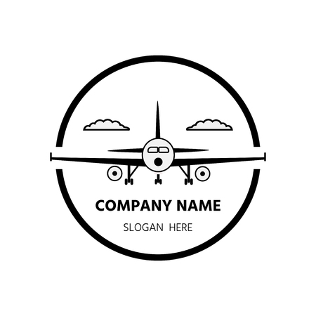 Airplane logotype, icon  on white background. Vector  illustration for design.  Travel concept.のイラスト素材