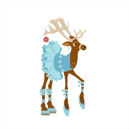Cute deer  character for merry christmas and new year holiday illustrations. Vector illustration  for presents, invitation, children room, nursery decor, t-shirt, banner, interior design.のイラスト素材