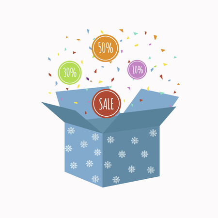 Special offer  discount whith opened gift box. Icon offer sale discount. Vector illustration. Easy to use for your design.のイラスト素材