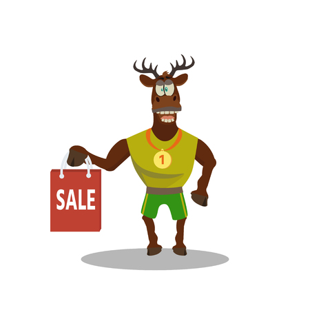 Sale icon background with cute deer.  Retail marketing, new advertising campaign, holiday shoppingのイラスト素材