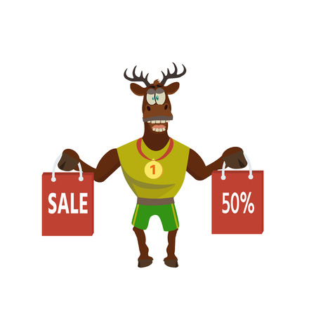Sale icon background with cute deer.  Retail marketing, new advertising campaign, holiday shoppingのイラスト素材