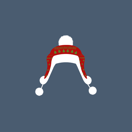 Winter hat icon. Knitted Woolen winter cap. Winter seasoncard for presents, invitation, children room decor, interior design.のイラスト素材