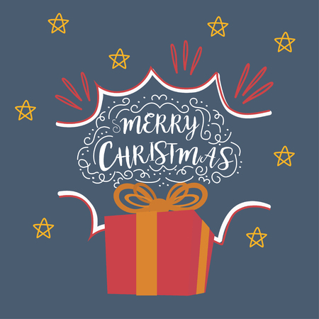 Vector Illustration of a Christmas Holiday Design with Gift Box  for greeting card, invitation.のイラスト素材