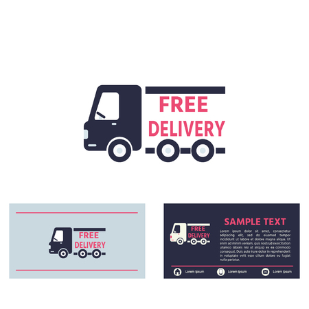 Free delivery service icon,  name business card vector and simple design.  Flat design vector.のイラスト素材
