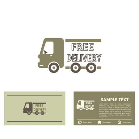 Free delivery service icon,  name business card vector and simple design.  Flat design vector.のイラスト素材