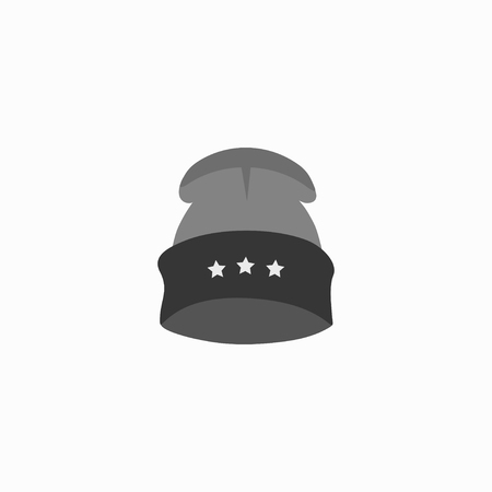 Gray winter hat for boy. Vector  icon isolated on white background.のイラスト素材