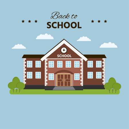 School building. Back to school template. Flat style vector illustration isolated.のイラスト素材