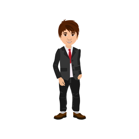 Cute boy in suit, vector icon for presents, invitation, children room, nursery decor, interior design.のイラスト素材