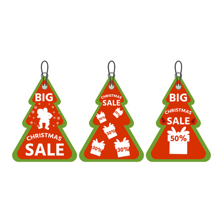 Set of stickers, labels, tags Christmas Sale.  Vector seasonal design elements for advertising.のイラスト素材