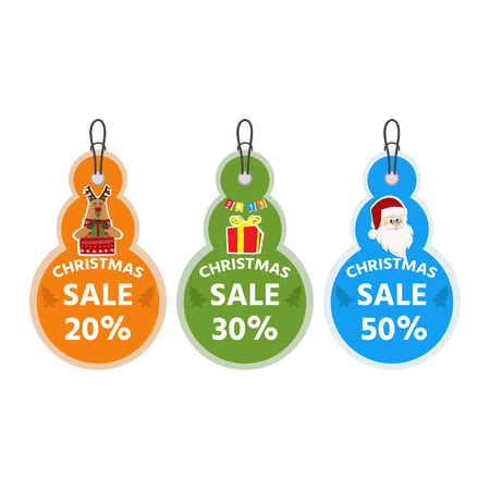 Set of stickers and labels  Christmas sale in vector. Can be used for printed sale stickers or advertising.のイラスト素材