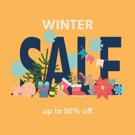 Winter sale banner, vector illustration.のイラスト素材