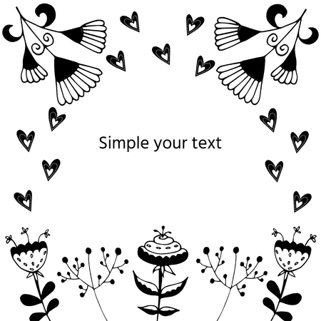 Templated for card with simple your text made with decorative  elements  with scandinavian style. Vector illustration with hand drawn elements.のイラスト素材
