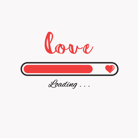 Concept Valentine's day card  design with loading bar and heart for design.  Vector illustration.のイラスト素材