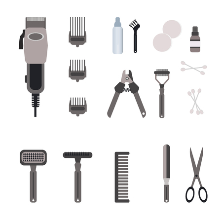 Set of hairdressing tools and accessories. Vector  illustration isolated on white background のイラスト素材
