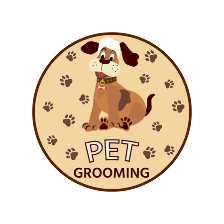 Pet Grooming logo. Vector cartoon style illustrationのイラスト素材