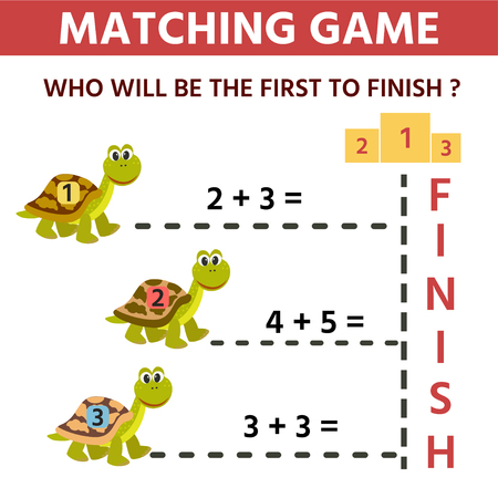 Funny game maze  for children education. Counting example. who is the first to reach the finish line. Vector Illustrationのイラスト素材
