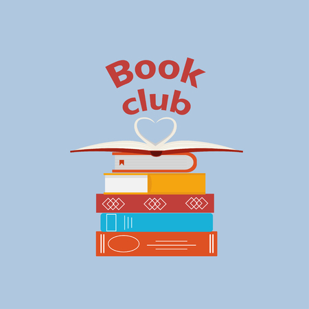 Book club  template design for promo, flyer, cover, and posters. Vector illustrationのイラスト素材