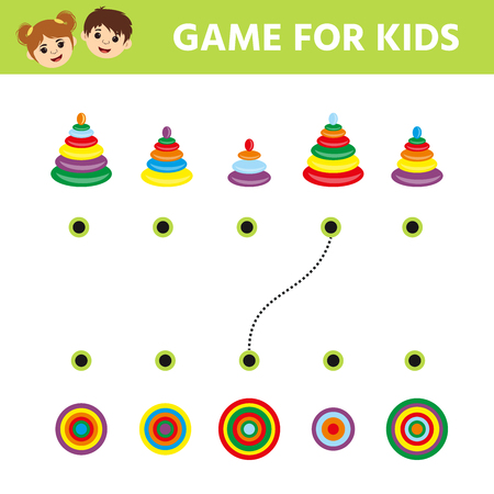 Game tasks for kids for attention. Worksheet with puzzle game for children. Pyramid.  Vector illustrationのイラスト素材