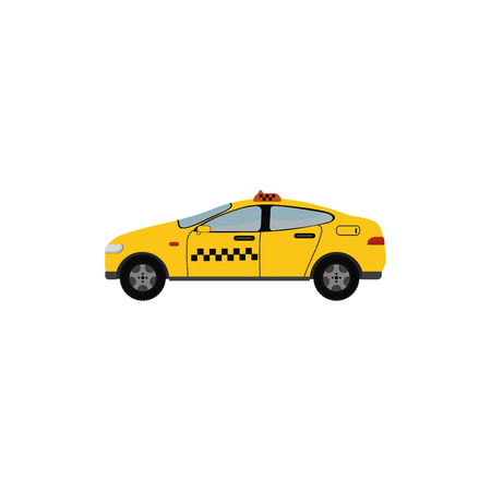 Yellow Taxi Car. Taxi service concept. Vector illustration isolated on white background.のイラスト素材