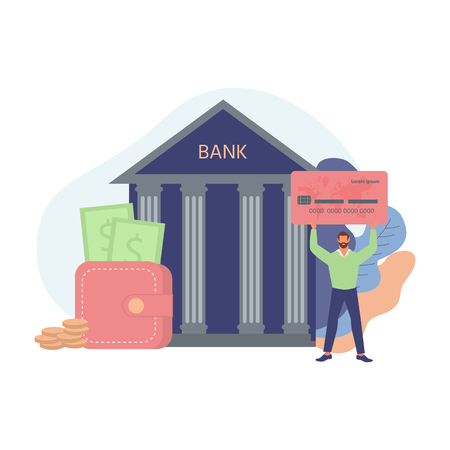 Mobile banking  and online payment concept design for web page, banners, infographics, poster. payment using  bank. Vector illustrationのイラスト素材